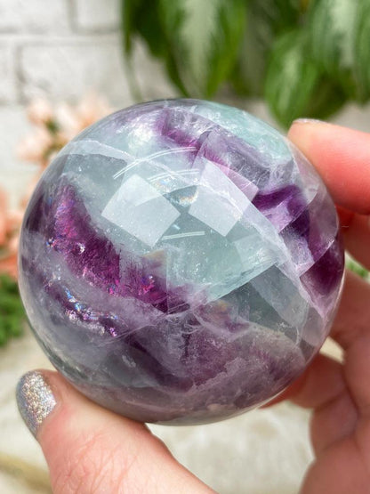 purple-green-fluorite-sphere