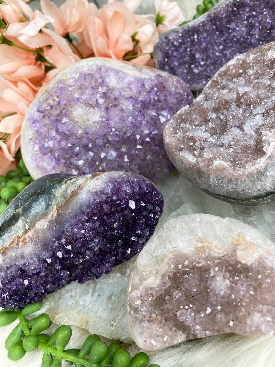 semi-polished-pink-amethyst-clusters