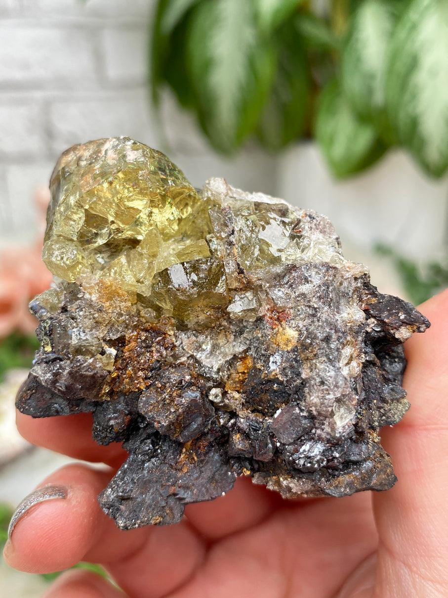 yellow-apatite-on-matrix
